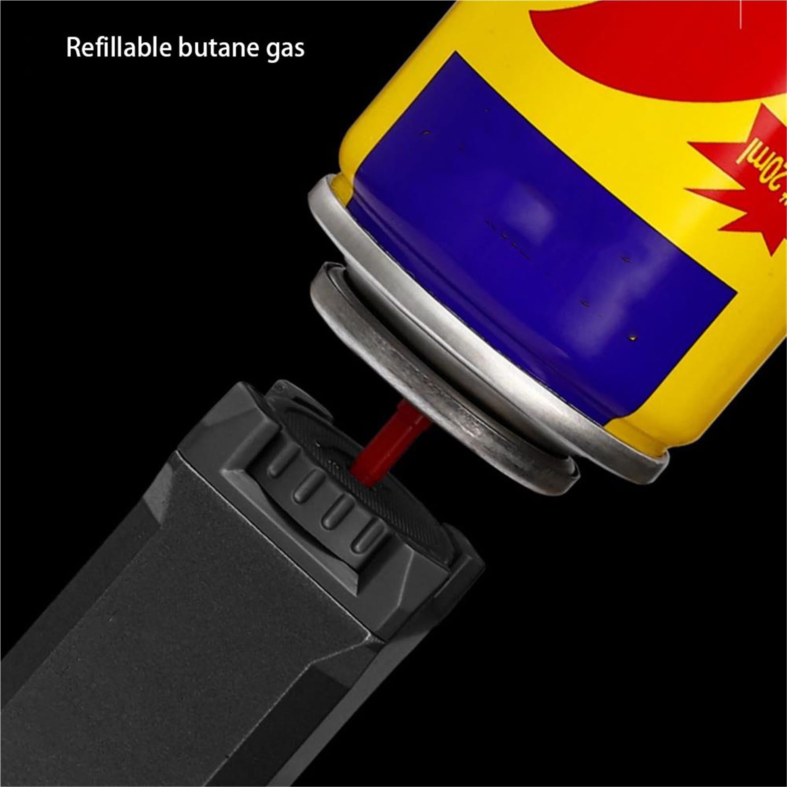 Encendedor de antorcha de butano, llama ajustable a prueba de viento, multiusos para barbacoa, camping, velas, recargable, metal, esencial para exteriores