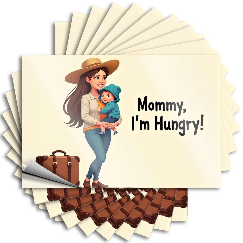 A Mother Holding Her Child with A Suitcase Nearby. Bottle Encouragement - Patio Decorations Outdoor Decals Self Adhesive Sticker(12X18CM)
