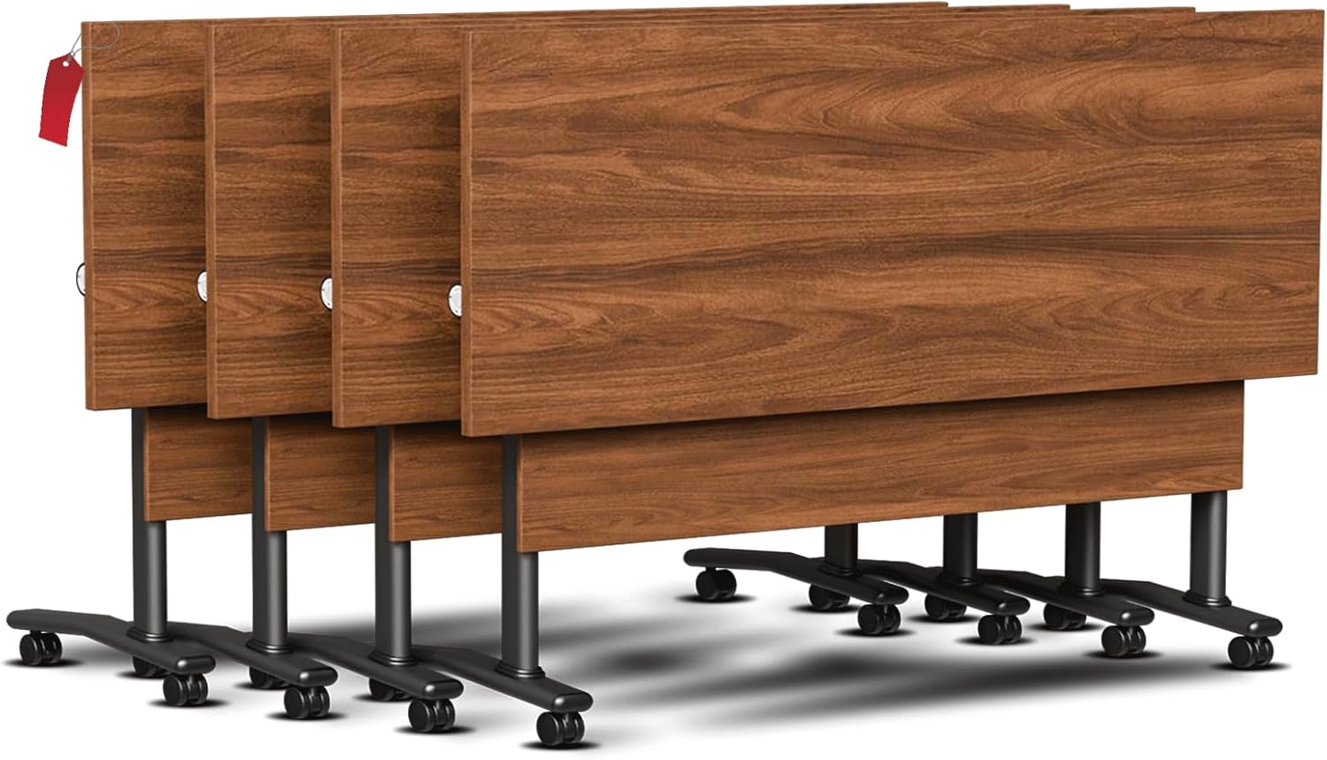 CUFEFi Folding Conference Table 47.2in Flip-Top Mobile Training Table with Locking Wheels - Stackable for Office Classroom (4-Pack)