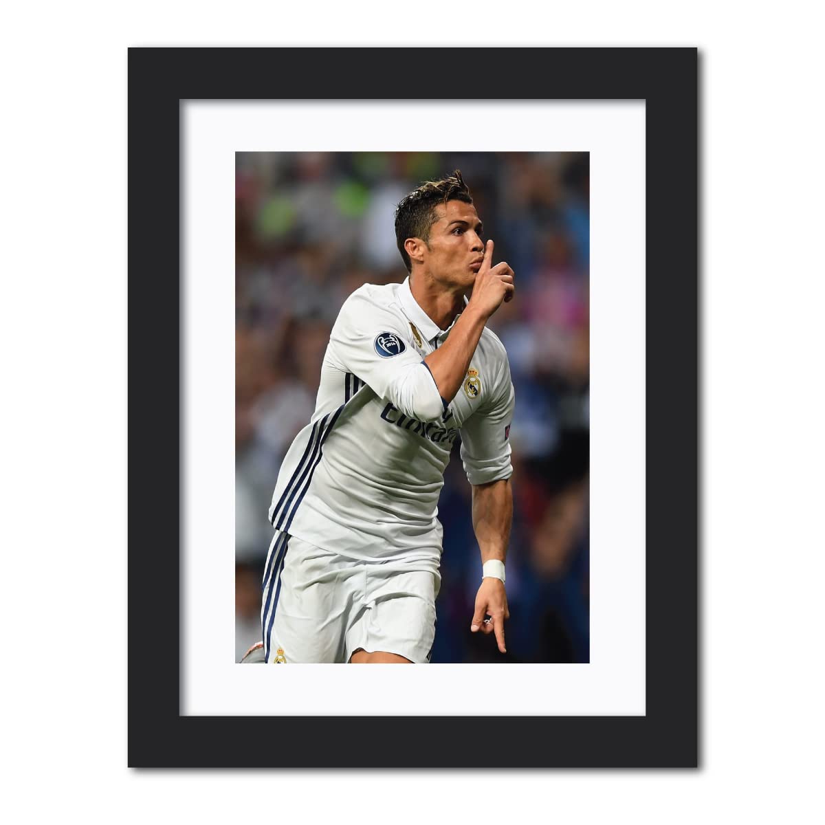 TenorArts Cristiano Ronaldo Champion of Real Madrid Laminated Poster Framed Painting with Matt Finish Black Frame (12 inches x 9inches)