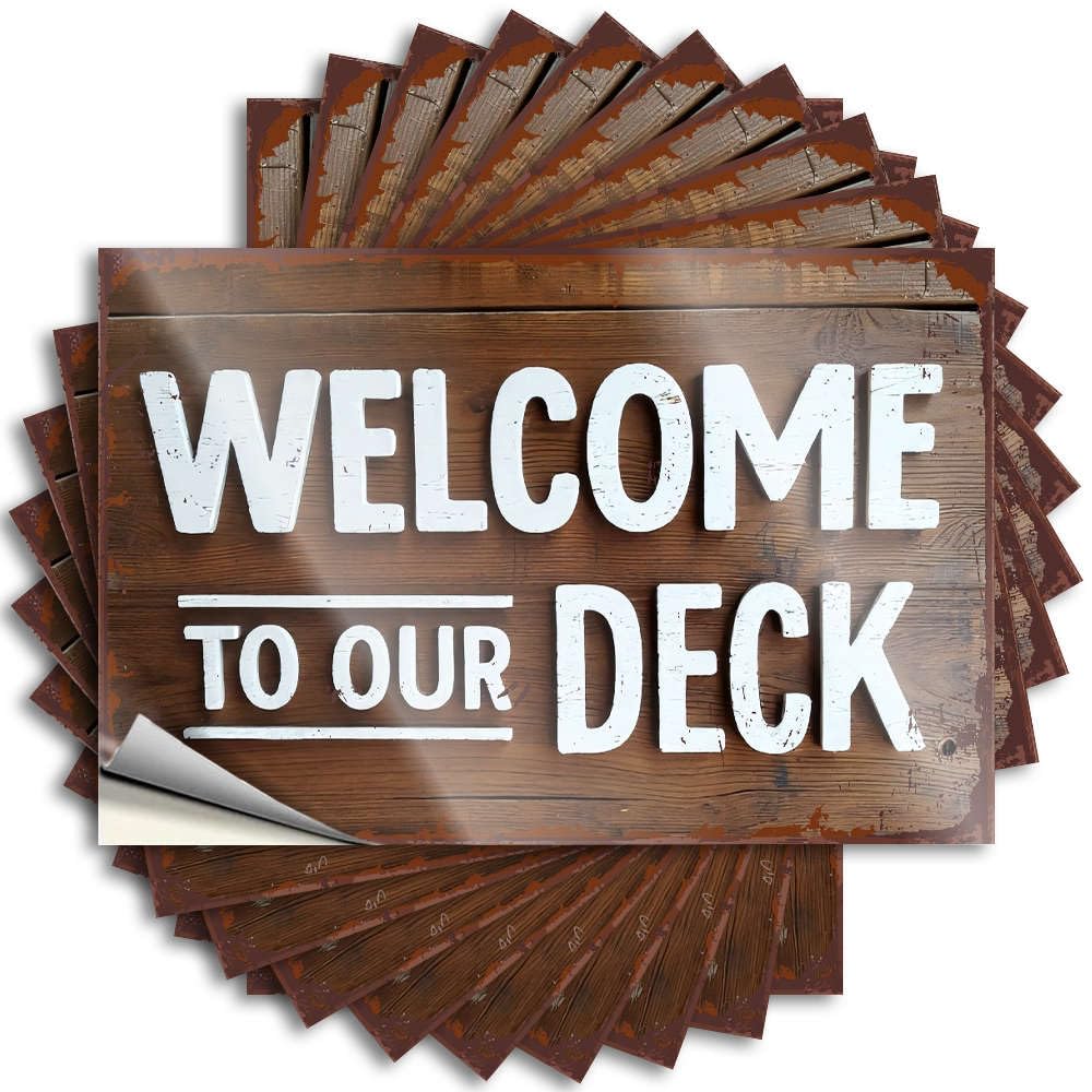 Decals Wall Peel and Stick Decor Self-Adhesive & Scene for Adult Laminated - Welcome to Our Deck. Planner Woman | Pool Signs Outdoor(12X18CM-6Pcs)