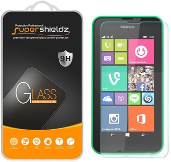 Supershieldz 2 Pack Designed for Nokia Lumia 635 and Lumia 630 Tempered Glass Screen Protector, Anti Scratch, Bubble Free