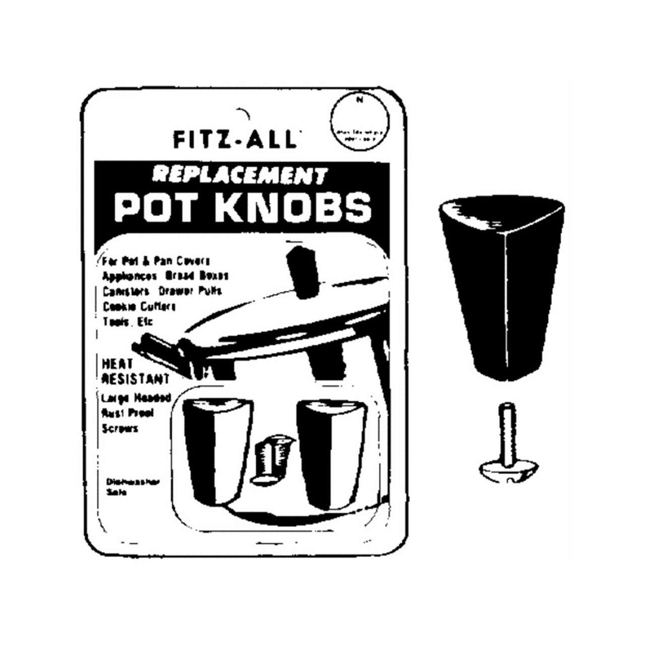 Tops Fitz-All Replacement Pot Knobs, Tall, Set of 2,Black