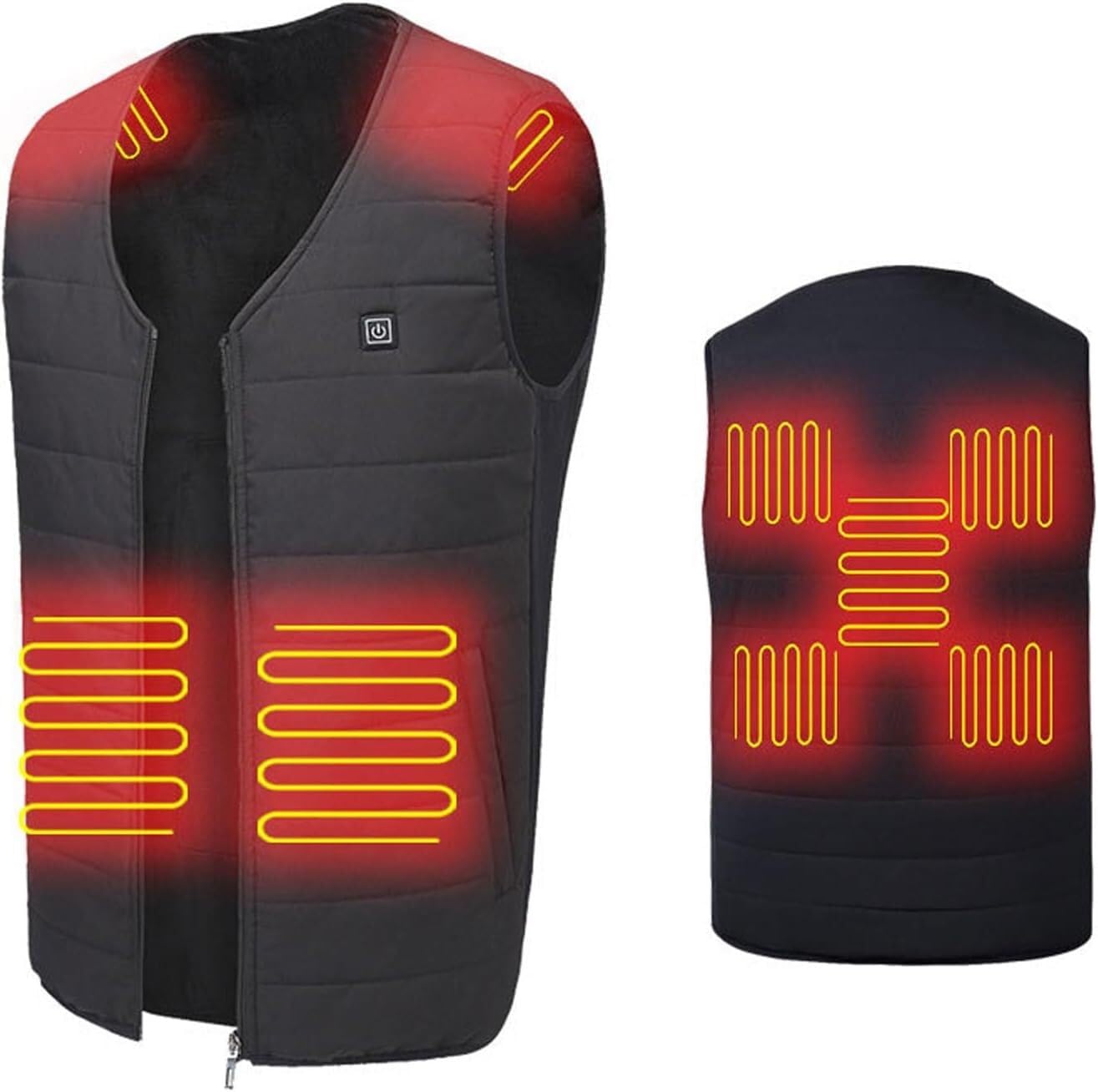 Odzież termiczna Kamizelka grzewcza męska i damska, kurtka grzewcza 3 poziomy ogrzewania, odzież outdoorowa, narciarstwo, outdoor, bez baterii(3XL(75-82.5kg))