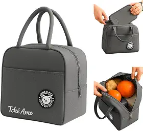 Bolsa Térmica Marmita Lancheira Escolar Fitness Academia Passeios Conserva Quente e Frio Compacta e Elegante (Cinza)