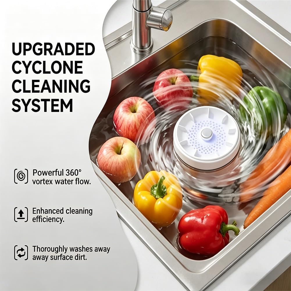 Ultrasonic Vegetable Cleaner Fruit and Vegetable Washing Machine 2026 Upgraded Fruit Cleaner Device Waterproof Vegetable Purifier Clean Produce with Titanium Electrolysis Purification for Home Kitchen