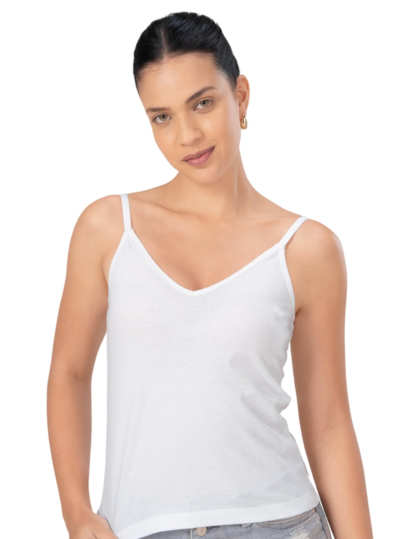 Women's Cotton Camisole Slip with Adjustable Straps | Soft Breathable Body Fit Cami Vest for Layering, Sleepwear Camisole Tank Top/Innerwear for Women - CAMI#L0824