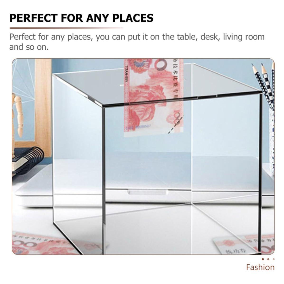 Tirelire en Acrylique Transparente pour Garçon et Filles, Lot de 2 Cubes Éducatifs et Adorables, pour Bureau ou Salon, Encourage à Économiser L'argenté Facilement