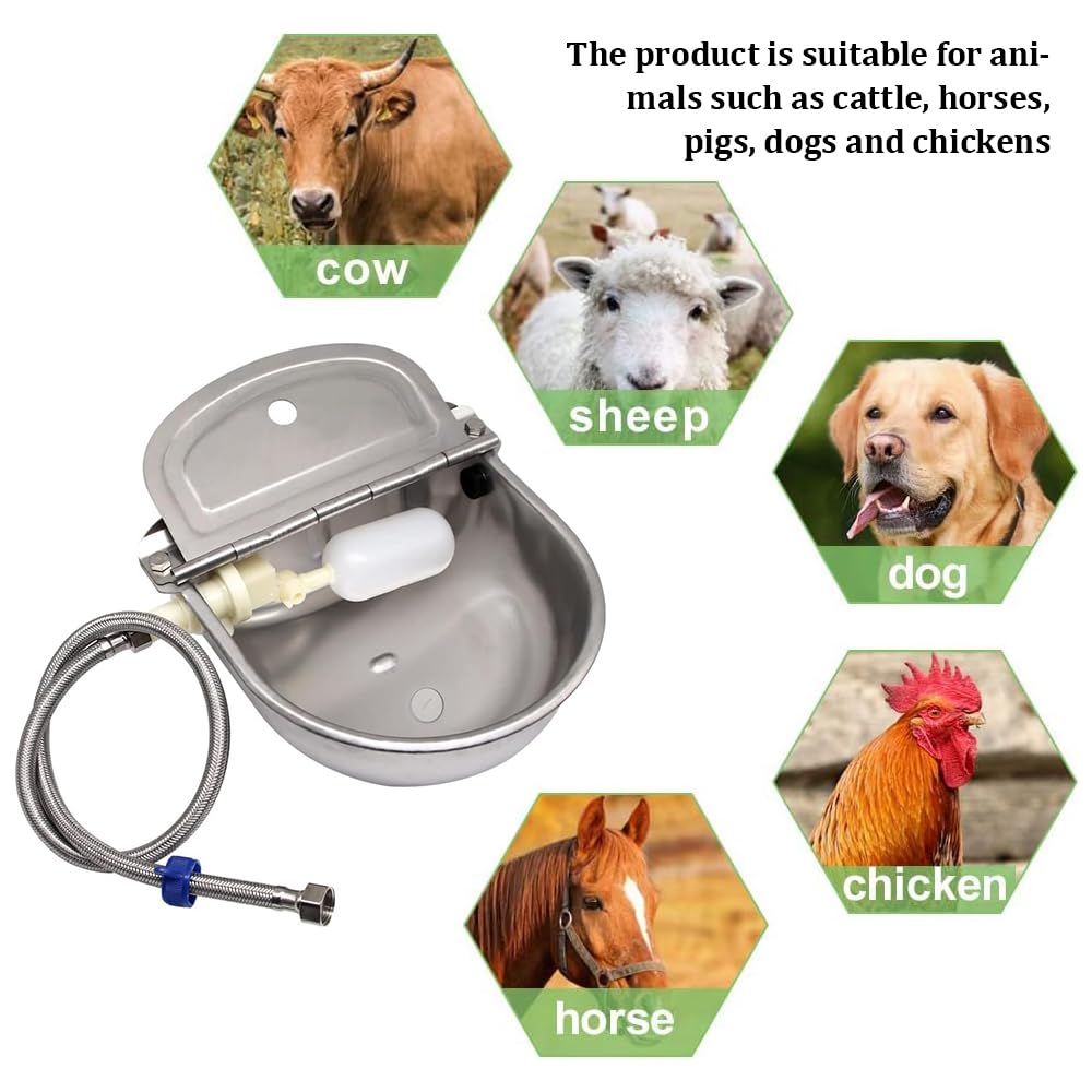 Fuente de agua potable automática para perros de acero inoxidable 304 tipo flotador para ganado, equipo automático de agua potable