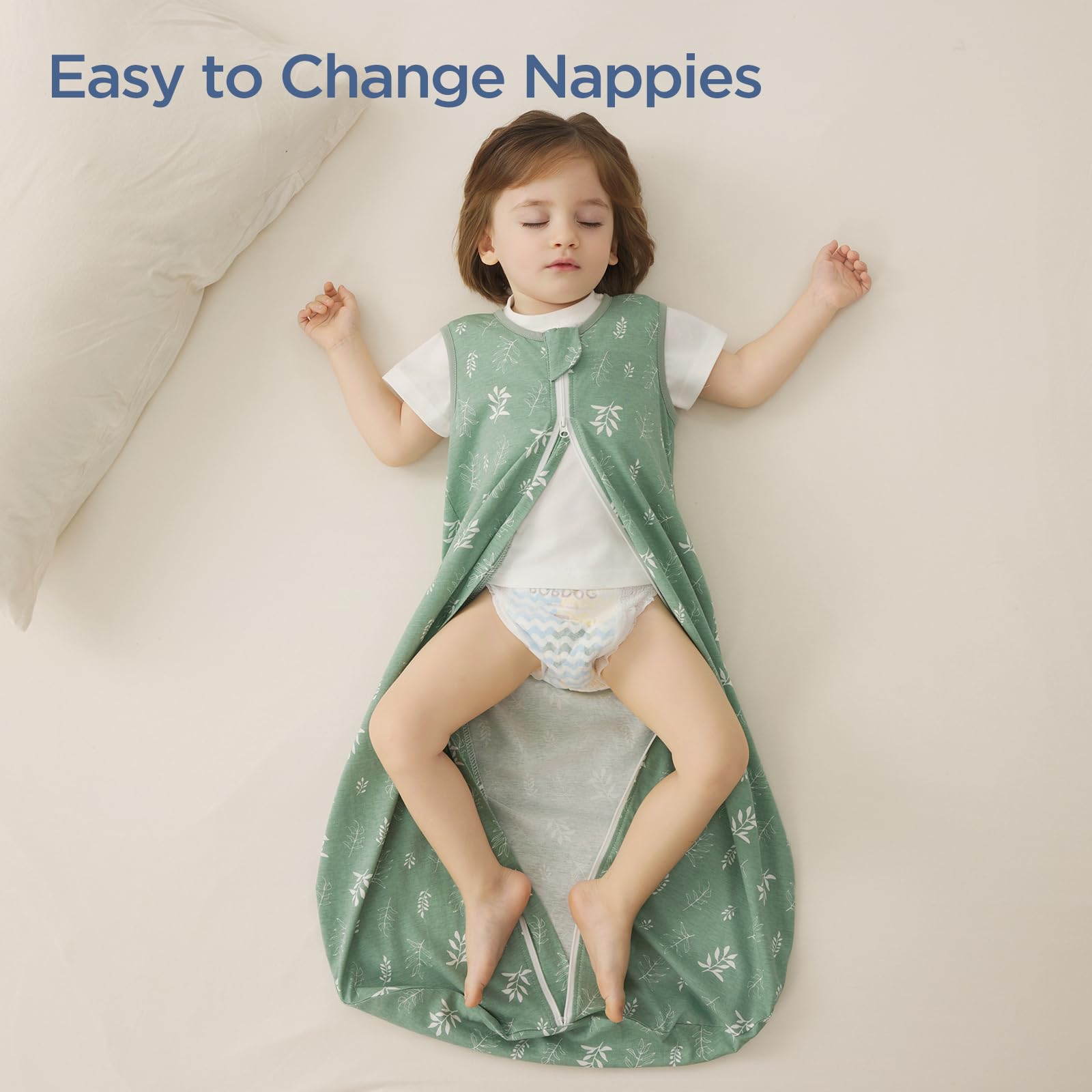 Duomiaomiao Paquete de 2 sacos de dormir para bebé de 1,0 tog, 100 % algodón, manta portátil para todo el año, unisex para recién nacidos de 6 a 18 meses, color verde
