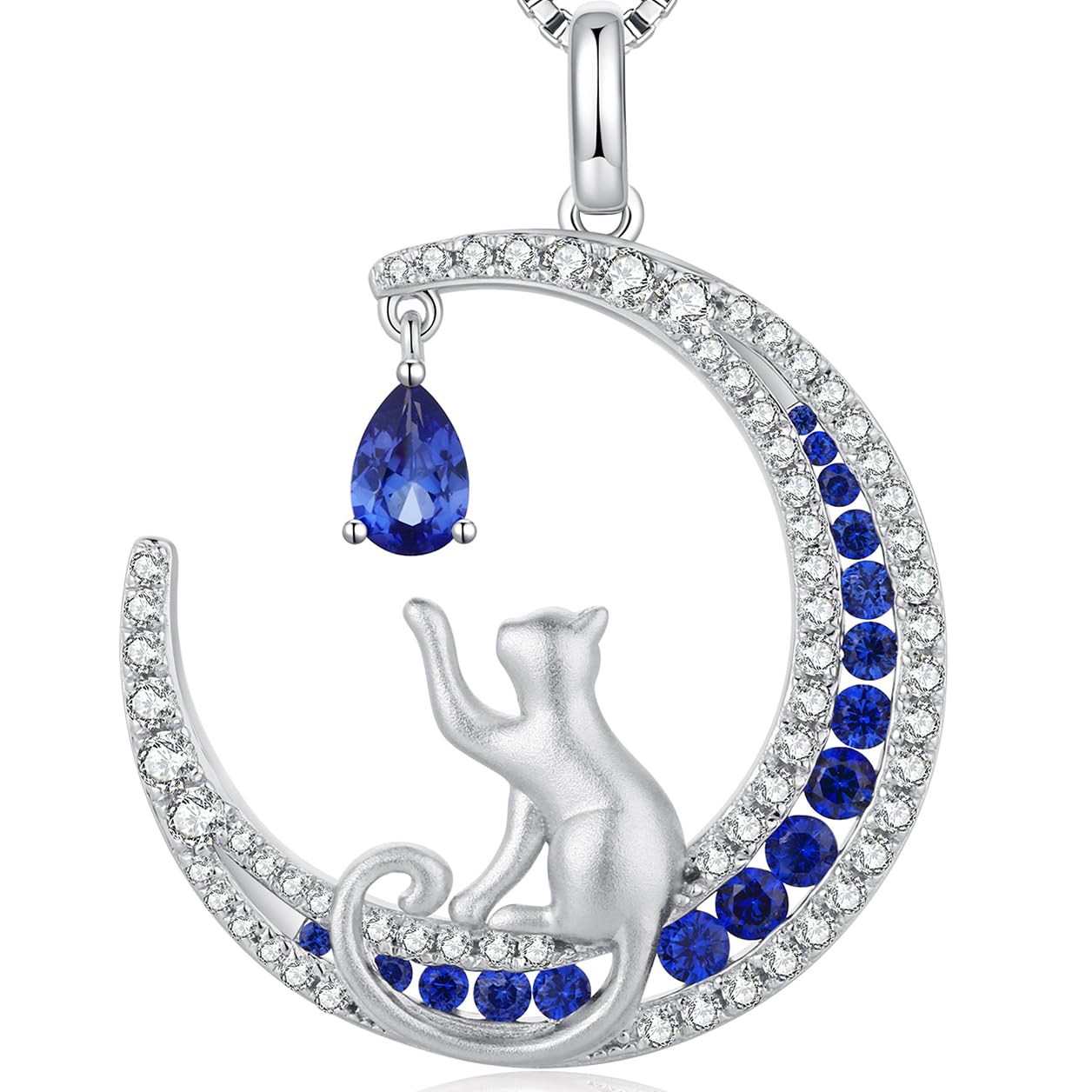 jiamiaoi Collar Gato Plata de ley Colgante gato plata Colgante gato luna Colgante con gatito Collar con colgante de gato mujer gatos