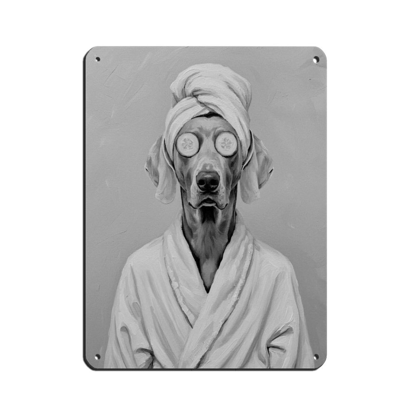 Bathroom Spa Art, Weimaraner Dog Tin Sign Vintage Metal Pub Club Cafe Bar Home Wall Art Decoration Poster Retro 12x16inch(30x40cm)
