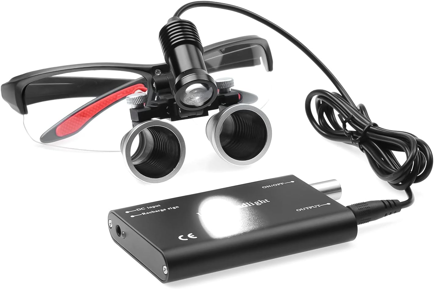 DY-409 5W LED Headlight, 3.5X/2.5X Magnification Binocular Loupe Matte Frame Optical Glass, Aluminum Box (Black,3.5X)