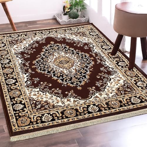 Image of GULDASTA Acrylic Carpet 5x7 Feet BCF Floral Design Soft Durable Living Room Bedroom Area Rug Easy Clean Home Decor