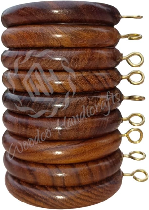 WCH Handmade Wooden Curtain Ring,Wood Drapery Rings,Curtain Ring for Door&Window Decor Easy Glide Curtain Rings Smooth,Durable&Stylish Window Rosewood (50, 2.2 INCH Inner Dia)