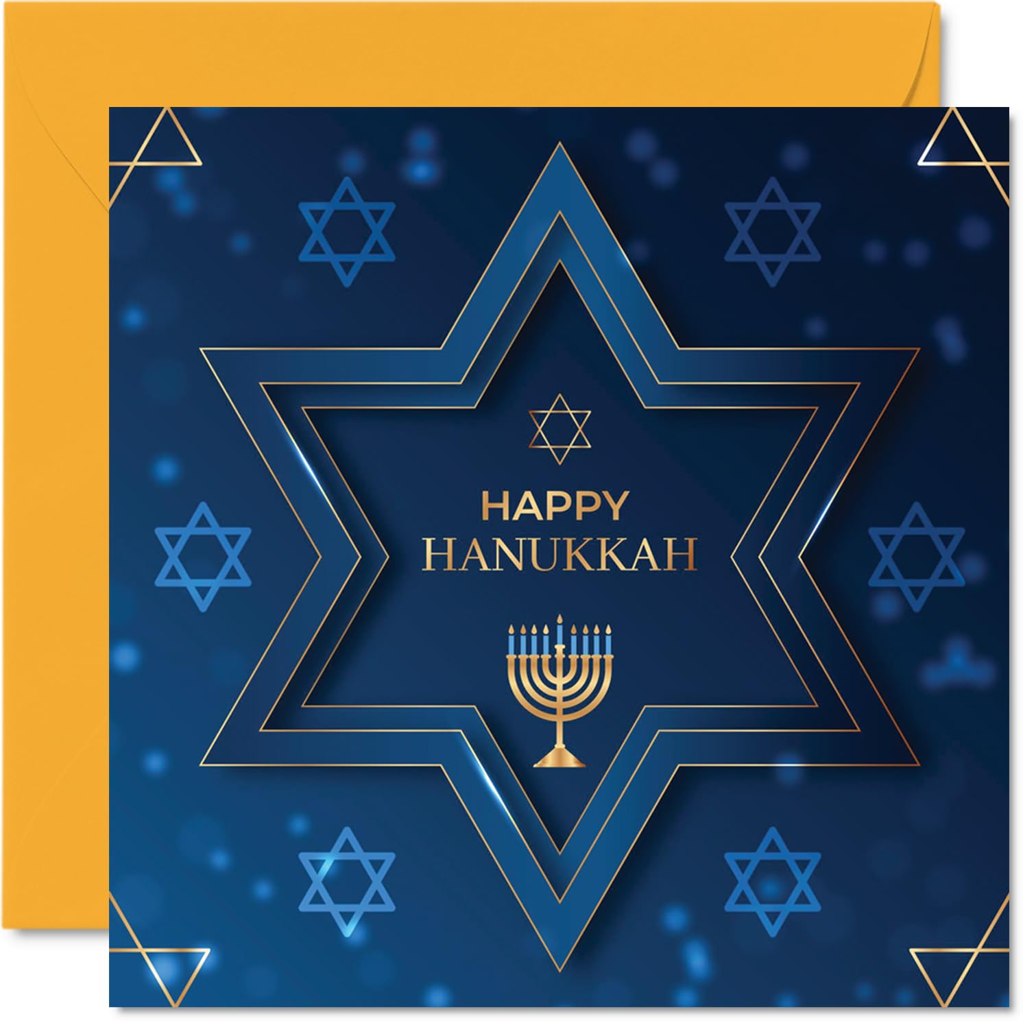 Happy Hanukkah Card for Boys Him - Zentangle Star of David - Mazel Tov, Good Luck Congratulations Gifts, Festival of Lights Gifts for Boys, 145mm Jewish Gifts Greeting Cards Mitzvah Cards
