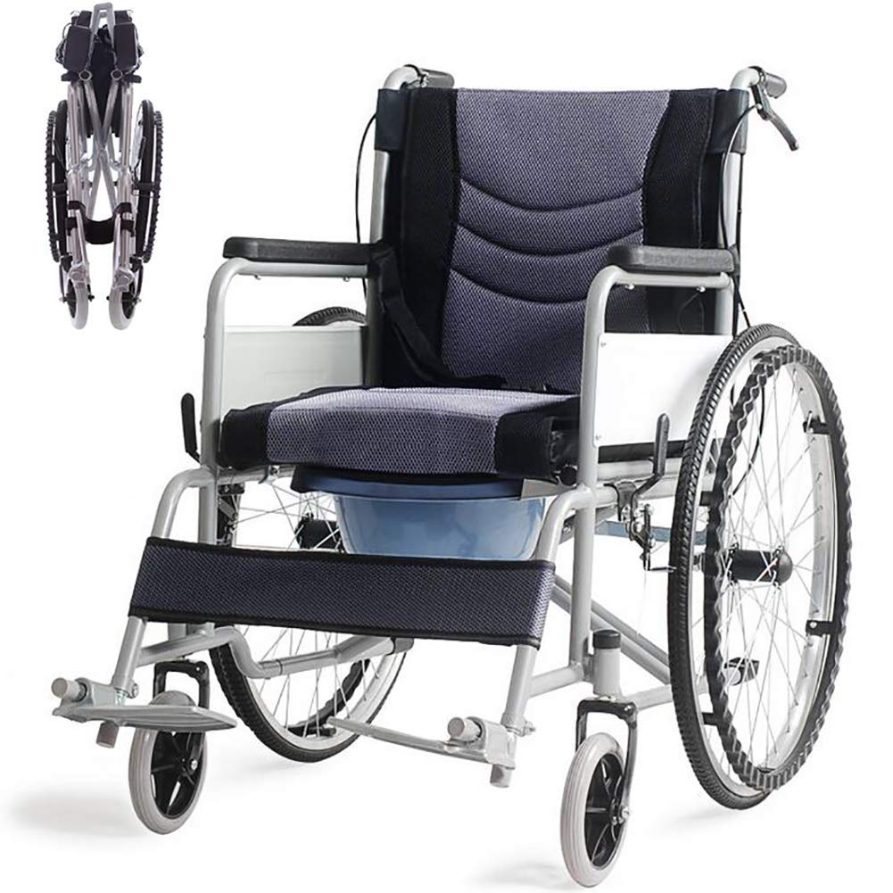 Silla de Ruedas Ligera Plegable de Aluminio Autopropulcon Freno de Mano Y Ruedas Traseras de Liberación Rápida