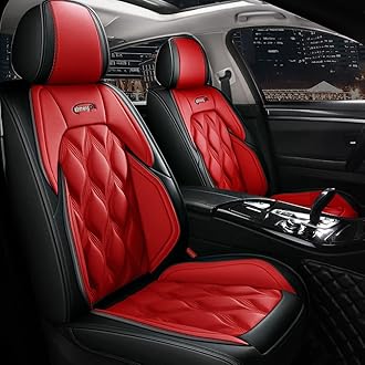 Front and Back Seat Covers 5 Pieces For Ford Mustang 2004-2023 Leather Cushion Protector Waterproof Vehicle Covers,(Color:black red)