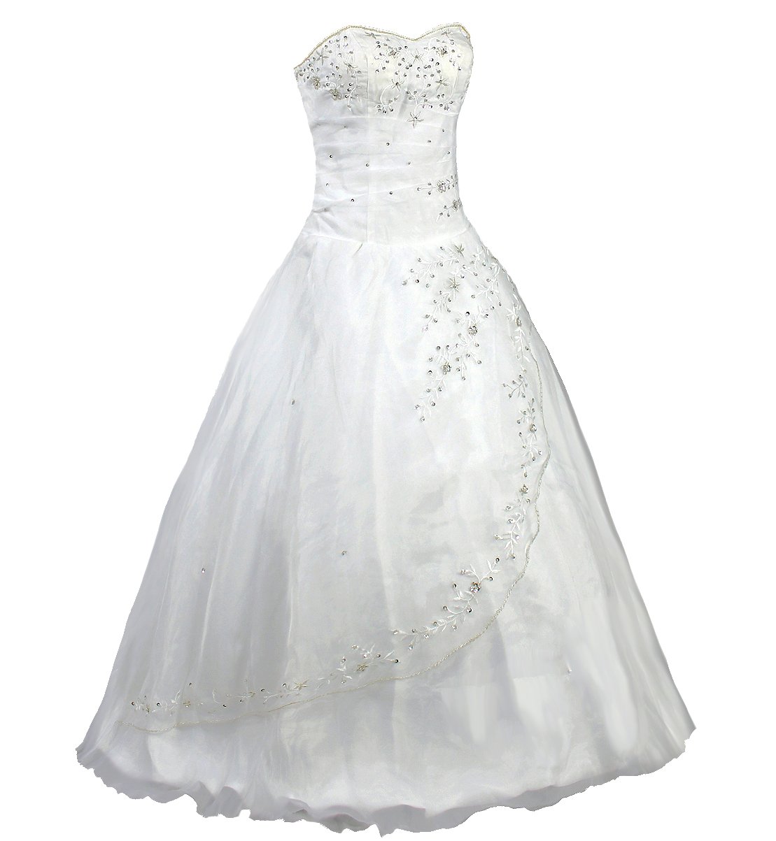 Faironly White Strapless Formal Wedding Dress Prom Gown