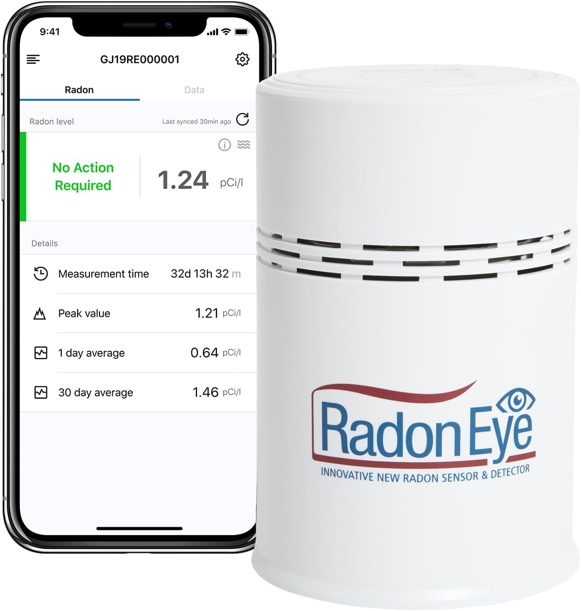 Ecosense RD200 RadonEye Radon Detector for Home, Fast Capture of Fluctuating Values, Continuous Short and Long Term Monitoring in Real Time with Trend Charts