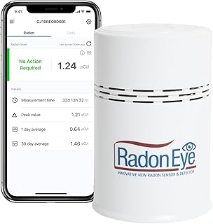 Ecosense RD200 RadonEye, Home Radon Detector, Fast & Accurate Real-Time Monitoring, OLED Display, Easy Setup with Free App, Bluetooth