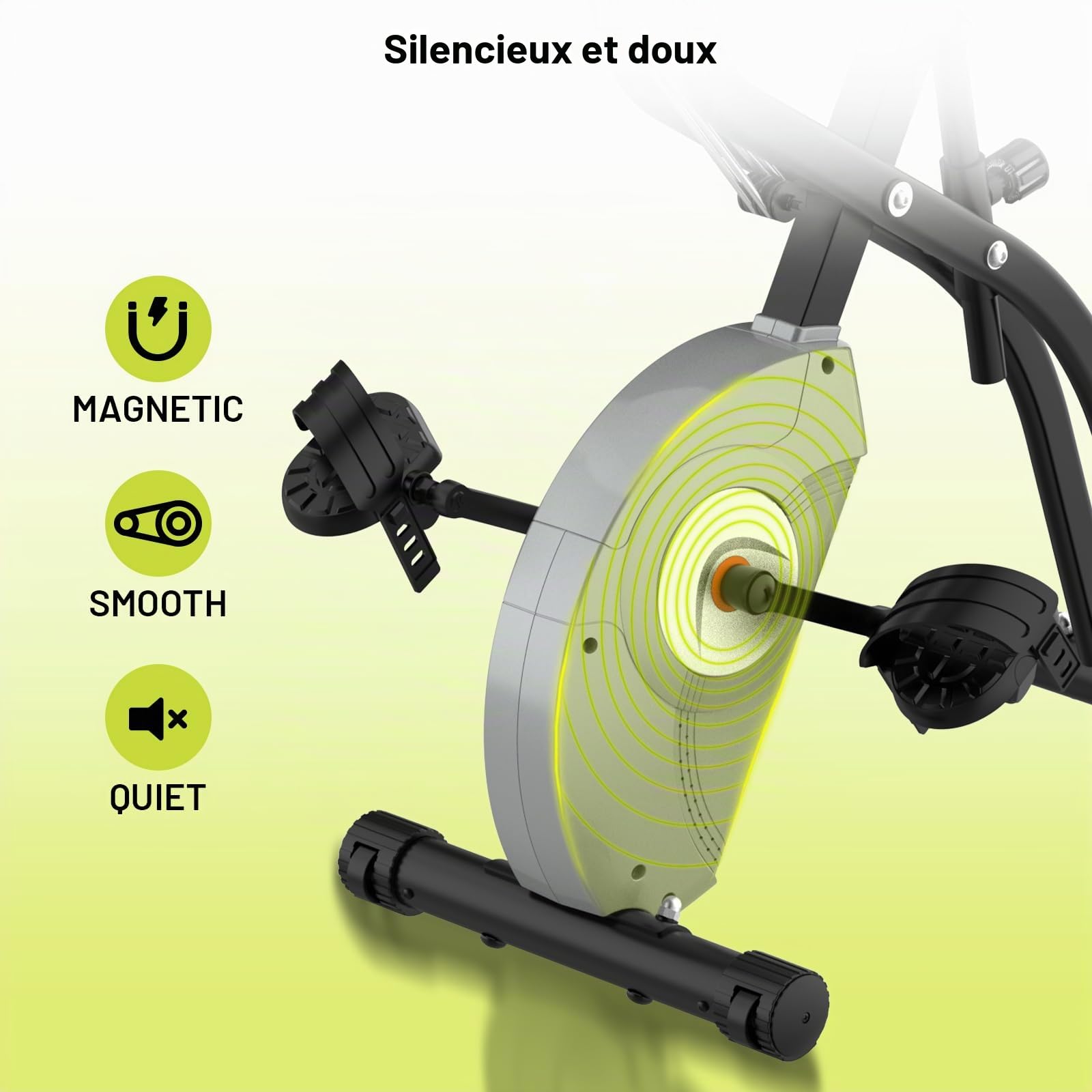 ATIVAFIT Vélo d'Appartement Pliable Vélo d'Entraînement avec Ecran ACL à Capteur de Pouls Manuel, Sièges et Poignées Confortable
