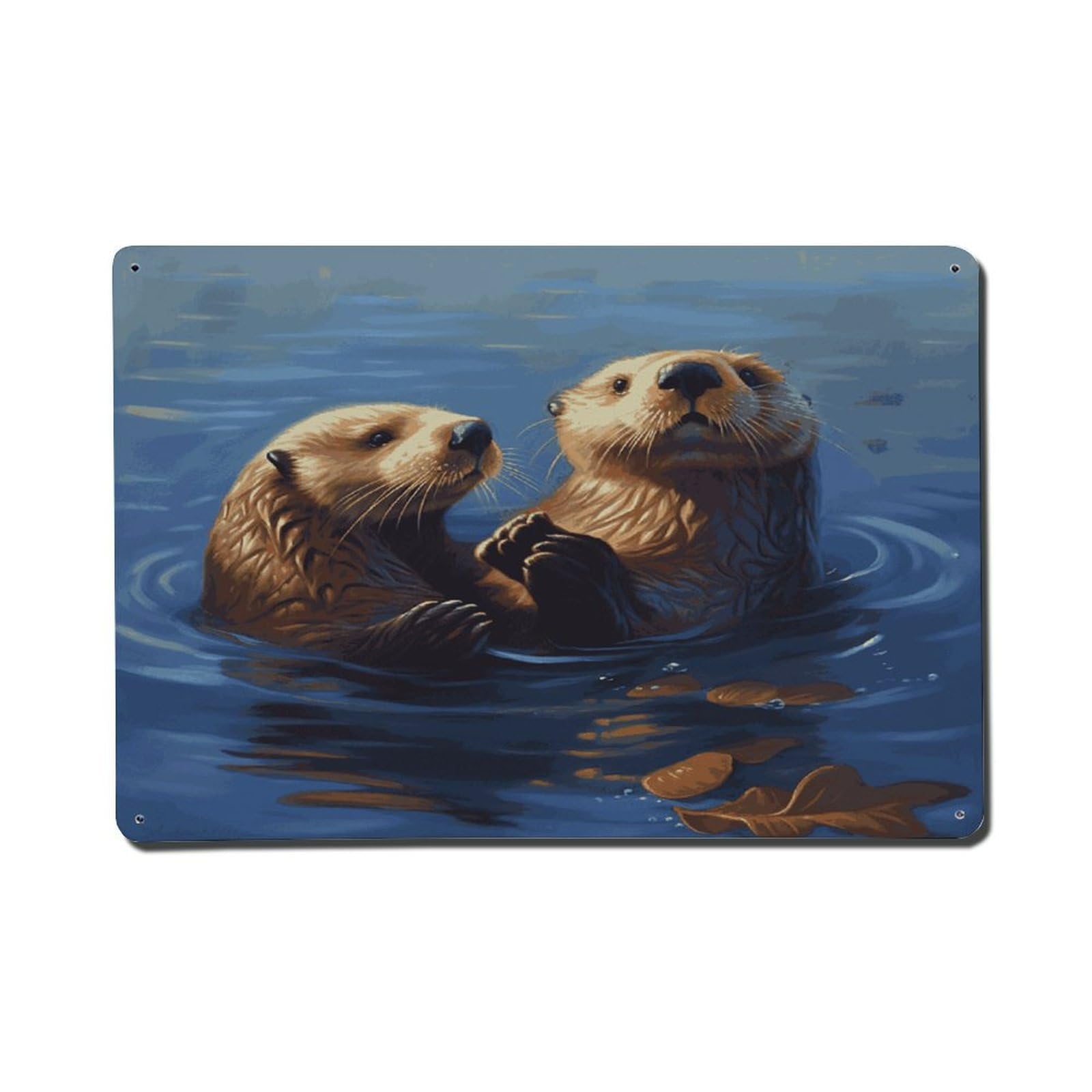 Adfgyerh Style Sea Otters Painting Metal Signs Funny, Aluminum Tin Sign Indoor Outdoor Decor, Vintage Signs For Home Office Kitchen Bar Cafe Garden Farmhouse Wall Decor