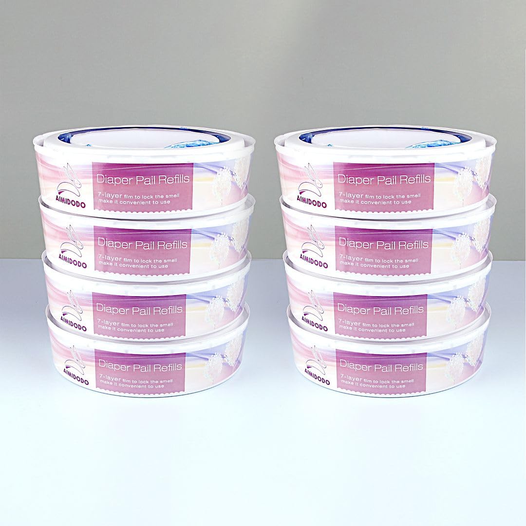 8-Pack Diaper Pail Refills Compatible with Genie and Munchkin Diaper Pails Refills