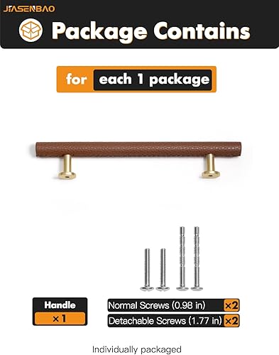 Miniatura 10 de Paquete de 5 tiradores redondos de cuero marrón para cajones de cocina, tocador de baño, pomos de gabinete