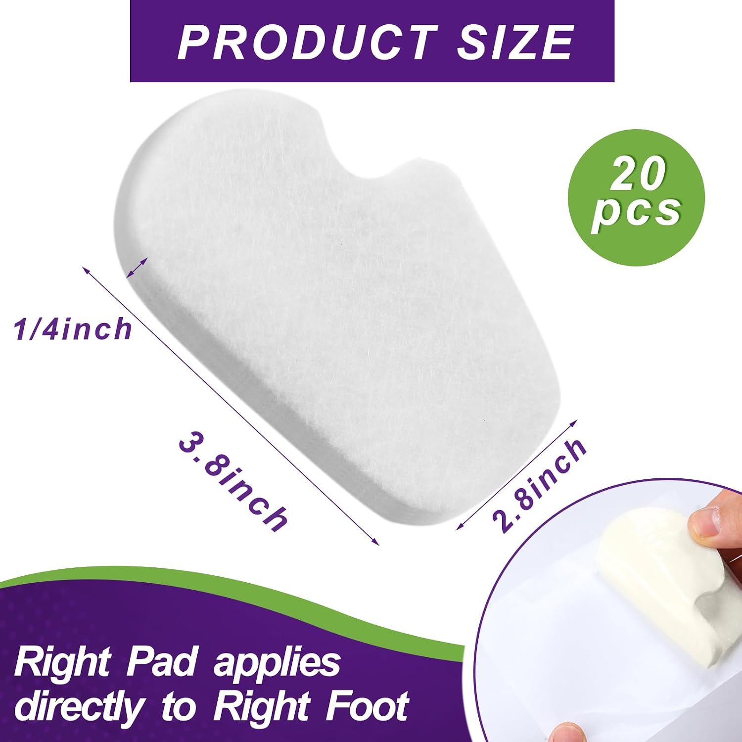 Cutecrop 20 Pcs Sesamoiditis Pads, 1/4" Thick Dancers Pads for Ball of Feet Pain Thick Adhesive Skived Felt Callus Sesamoiditis Relief Forefoot Cushion Pad Ball of Feet Pain(White,Right)