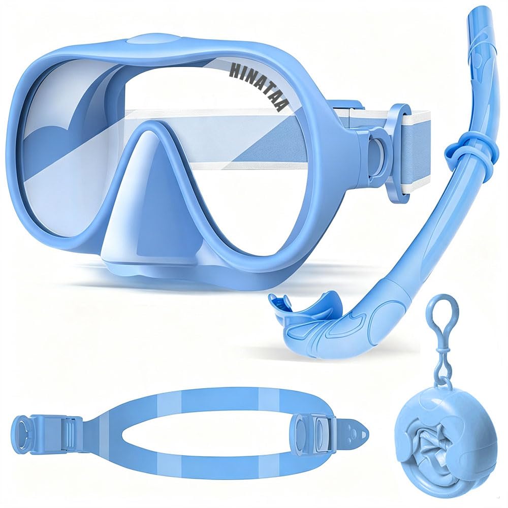Snorkeling Gear for Adults, 2 Types of Head Straps Snorkel Set Adults，Blue