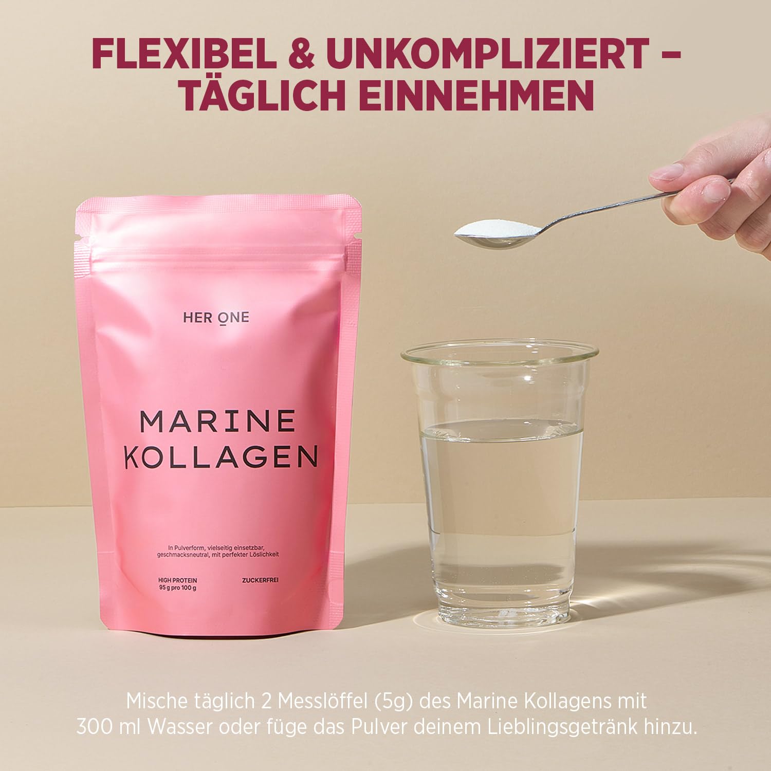 HER ONE GLOW UP Duo | 30x7 g Vitamin Komplex hochdosiert als Multivitamin Pulver für Frauen + 30x5 g Marine Kollagen Pulver aus Fisch | Collagen Peptides Typ I & III | 100% Naticol® | Beauty Drink