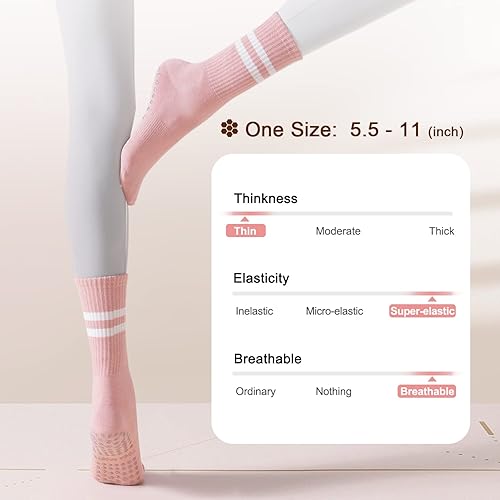 Miniatura 6 de Diu Life Calcetines de yoga con agarre para mujer, antideslizantes, pilates, entrenamiento, barra pura, ballet, baile, hospital