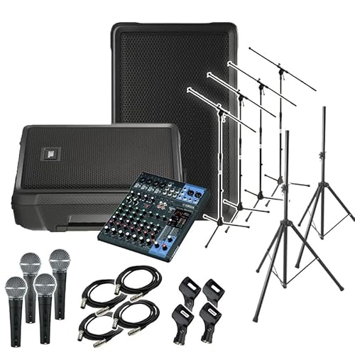 JBL IRX108BT-Y3 �y�A + MG10XU SM58 4�{ ���S�l�K�̓C�x���g ���C�u����PA�X�s�[�J�[�Z�b�g �W�F�[�r�[�G��