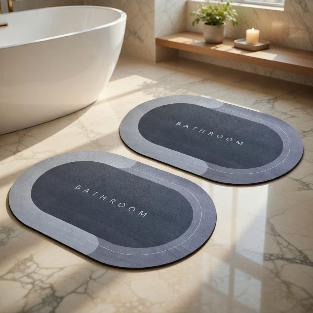 Soft sillicon Super Absorbent Door Mats (40x60) Bath Mat Anti Skid Quick Drying Bathroom & Water Absorbent Carpets Kitchen Entrance Door Mats (Pack of 2)-image-26