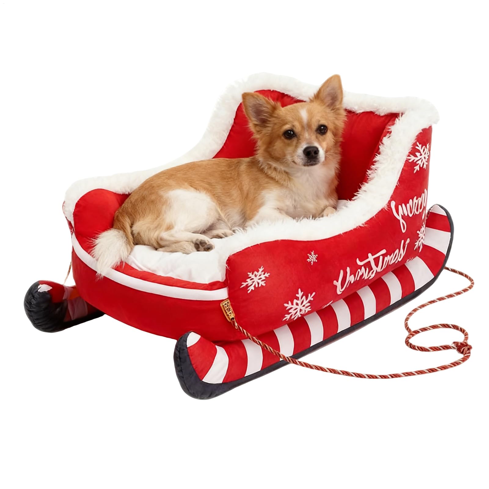 qokeeu Kerstwagen Huisdierbed, Afneembaar Kattenbed Hondenbed Zacht En Comfortabel Pluché Hondensofa Kattenbank Dierenbed Voor Honden, Pups, Katten, Kittens