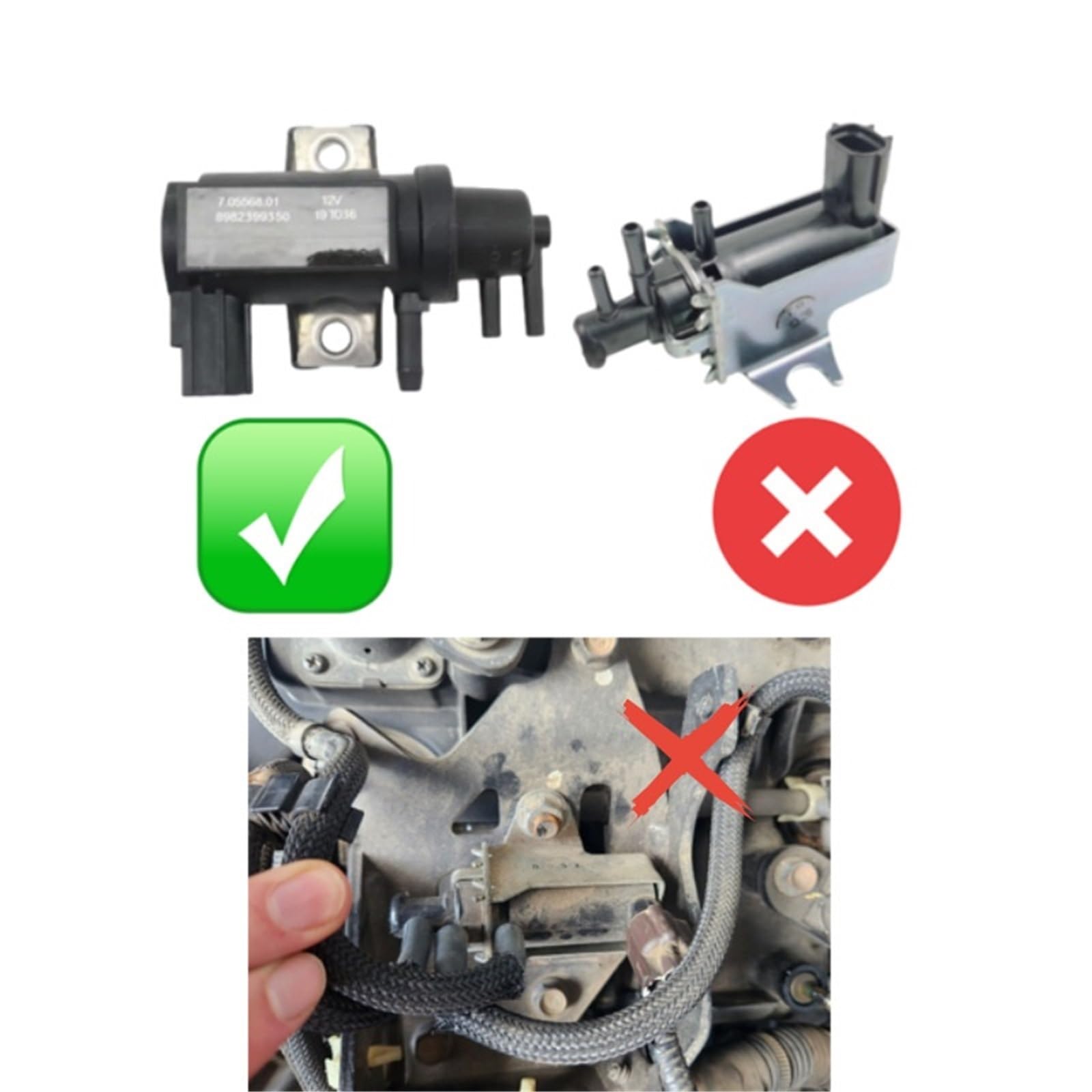 Turbosprężarka Zawór Pasuje do zaworu elektromagnetycznego próżni Pasuje do ISUZU DMAX MUX Turbo EGR 8982399350