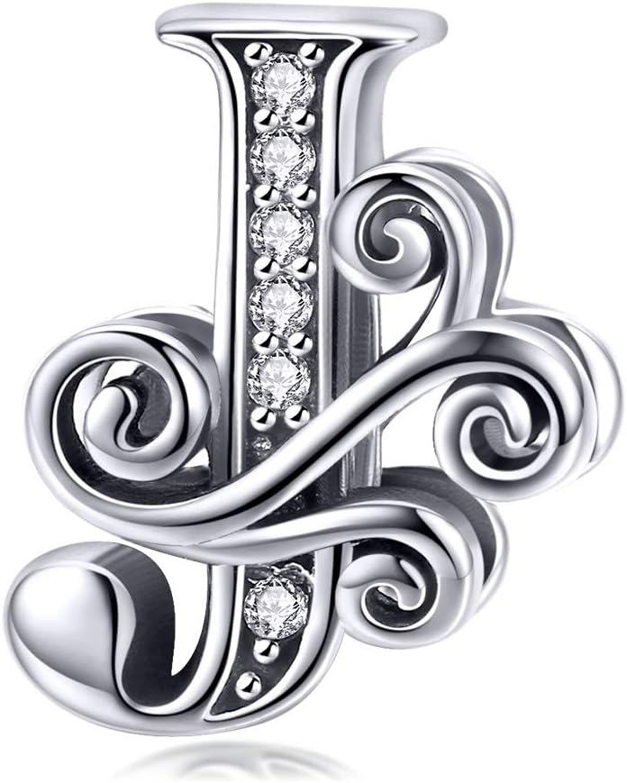 925 Sterling Silver Letter Charms for Pandora Bracelets Alphabet Initial Charms Beads Birthday Christmas Jewelry Gift for Women
