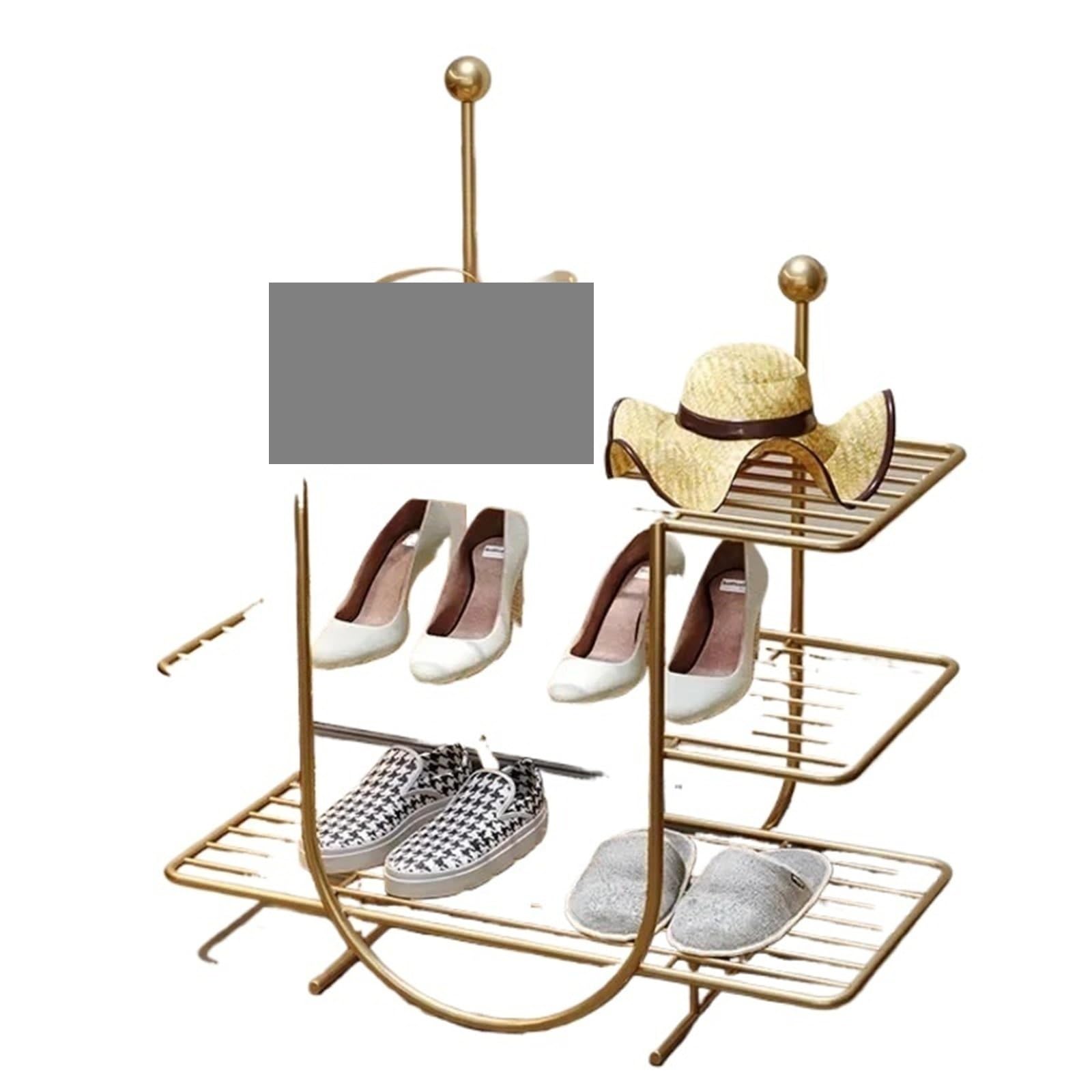 XILEUDUOD Shoe Organizer For Entryway Iron Art Entry Shoe Stand Simple Multilayer Metal Organizer Home Indoor Shoe Cabinet(Color3)
