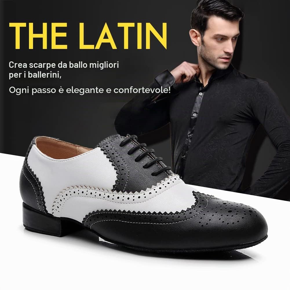 SWDZM Scarpe da Ballo Latino Americano Uomo per Salsa Tango Jazz Partito di Danza Scarpe Tacco Basso,Modello-L147