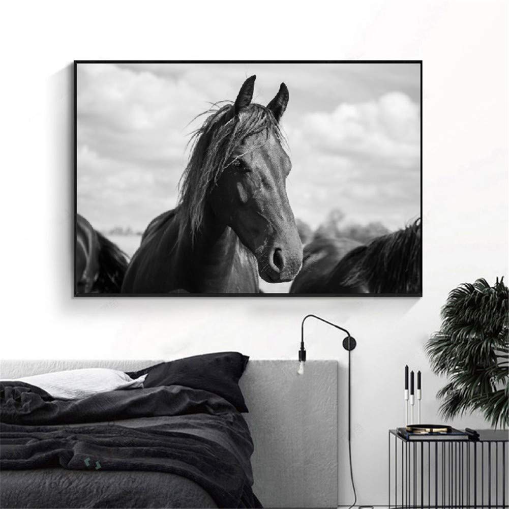 Diamond Painting Cheval Noir 60x120 Point de Croix Strass Complet