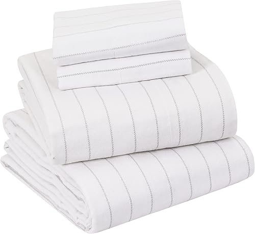 Sleepdown - Juego de sábanas de franela 100% algodón cepillado doble supersuaves, sábana bajera con bolsillo de 16 pulgadas de profundidad y 2