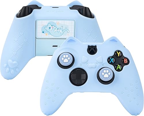 GeekShare Juego de agarres de piel para controlador de pata de gato, funda protectora de silicona antideslizante compatible con el controlador Xbox