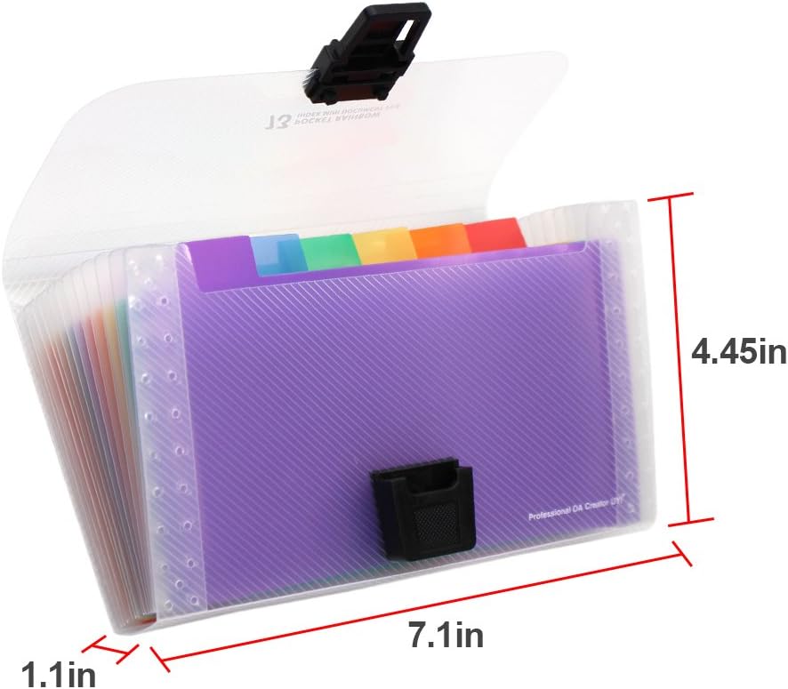 13 Pockets Accordian File Organizer, 7x4.5 Inches, A6 Plastic Wallet for Cards,Coupons,Receipt,Tax Item, Mini Expanding Folders, Expandable Portable Folder,4 Pack : Office Products