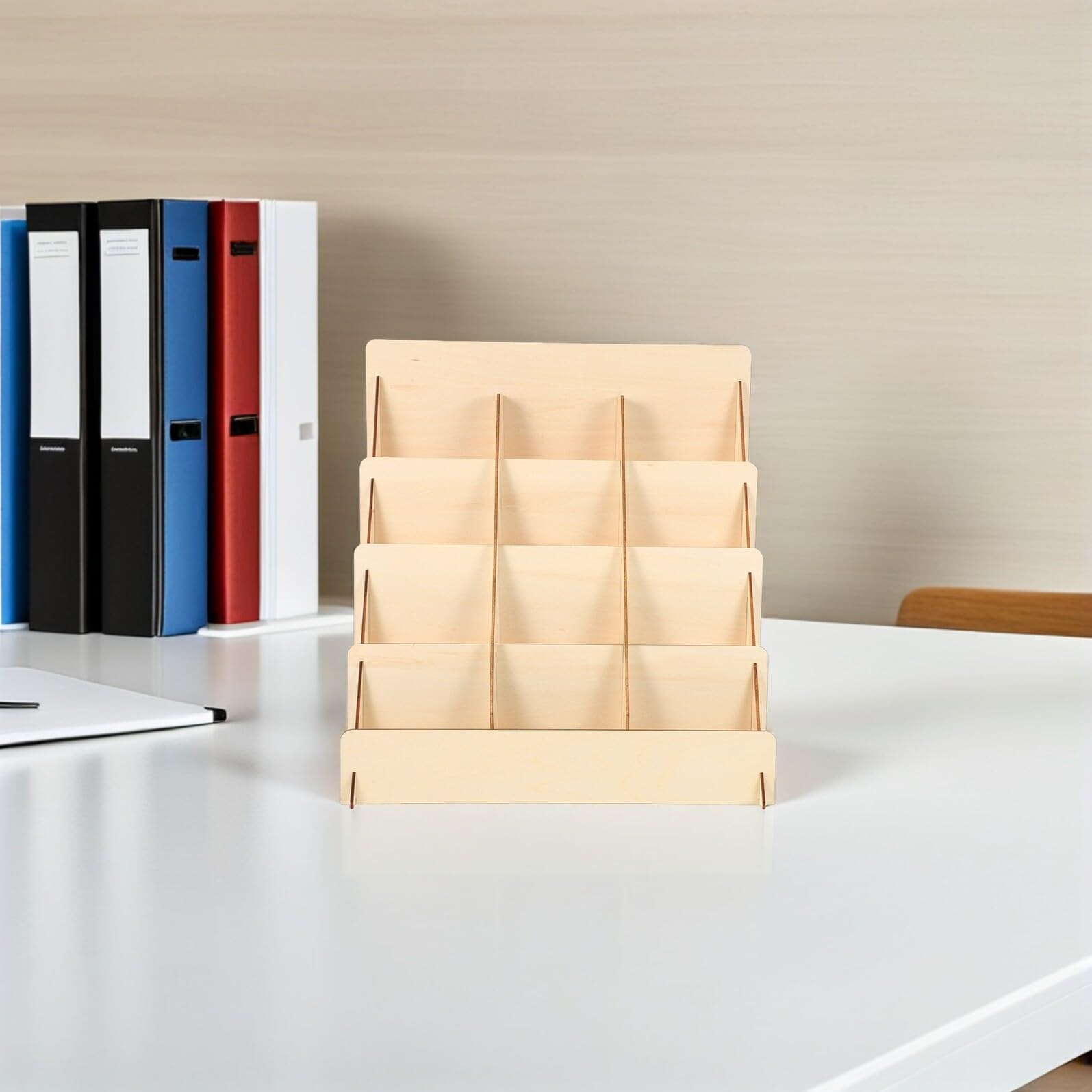 ABOOFAN Présentoir à Cartes de Vœux Structure Stable et Montage Facile à 4 Niveaux en Bois Naturel pour Événements Vendeurs et Librairies
