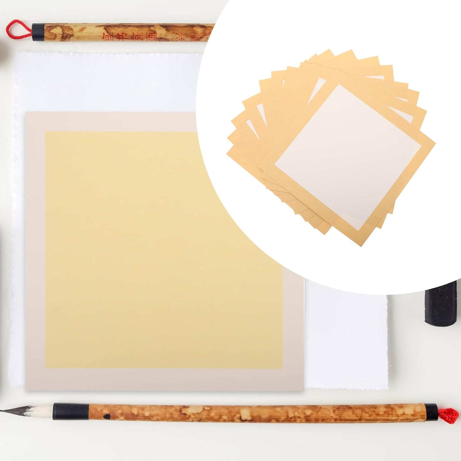 PHENOFICE 10 Sheets Xuan Rice Paper for Calligraphy and Traditional Chinese Painting Semi-ripe Thick Smooth Art Paper Anti-Penetration Drawing for Brush Ink Writing Practice