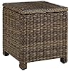 Crosley Furniture Bradenton All Weather Rattan Wicker Outdoor Side Table for Patio Deck Porch Brown