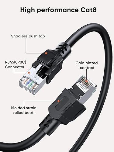 Miniatura 5 de CableCreation Cable Ethernet Cat8 de 26.6 pies26.2 ft, cable blindado de red de 40 Gbps, cable de alta resistencia SFTP de 2000 MHz para Internet