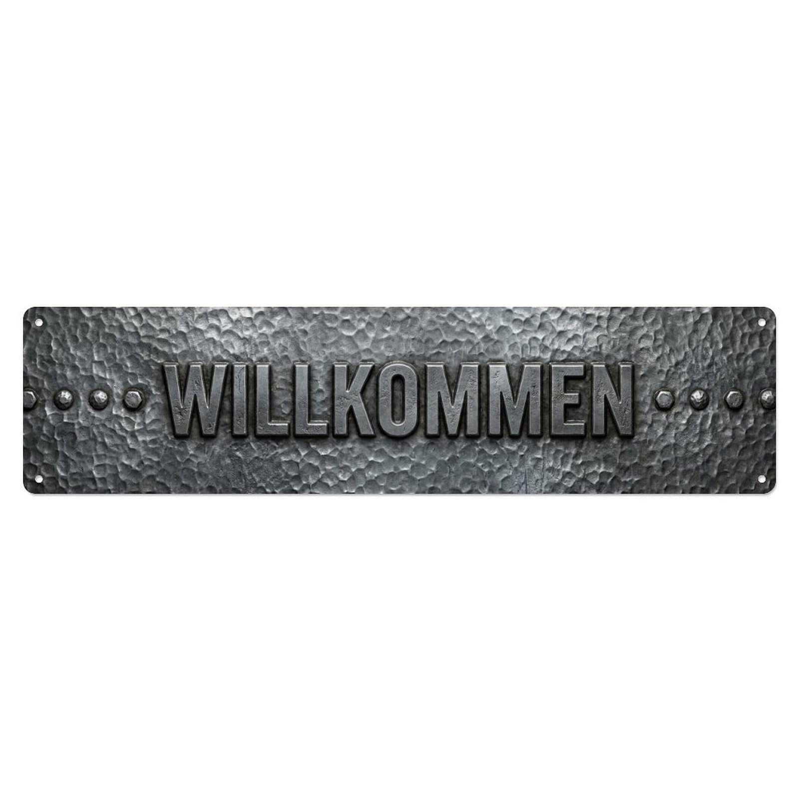 Pewter Gray Industrial Metal Welcome Metal Tin Sign
