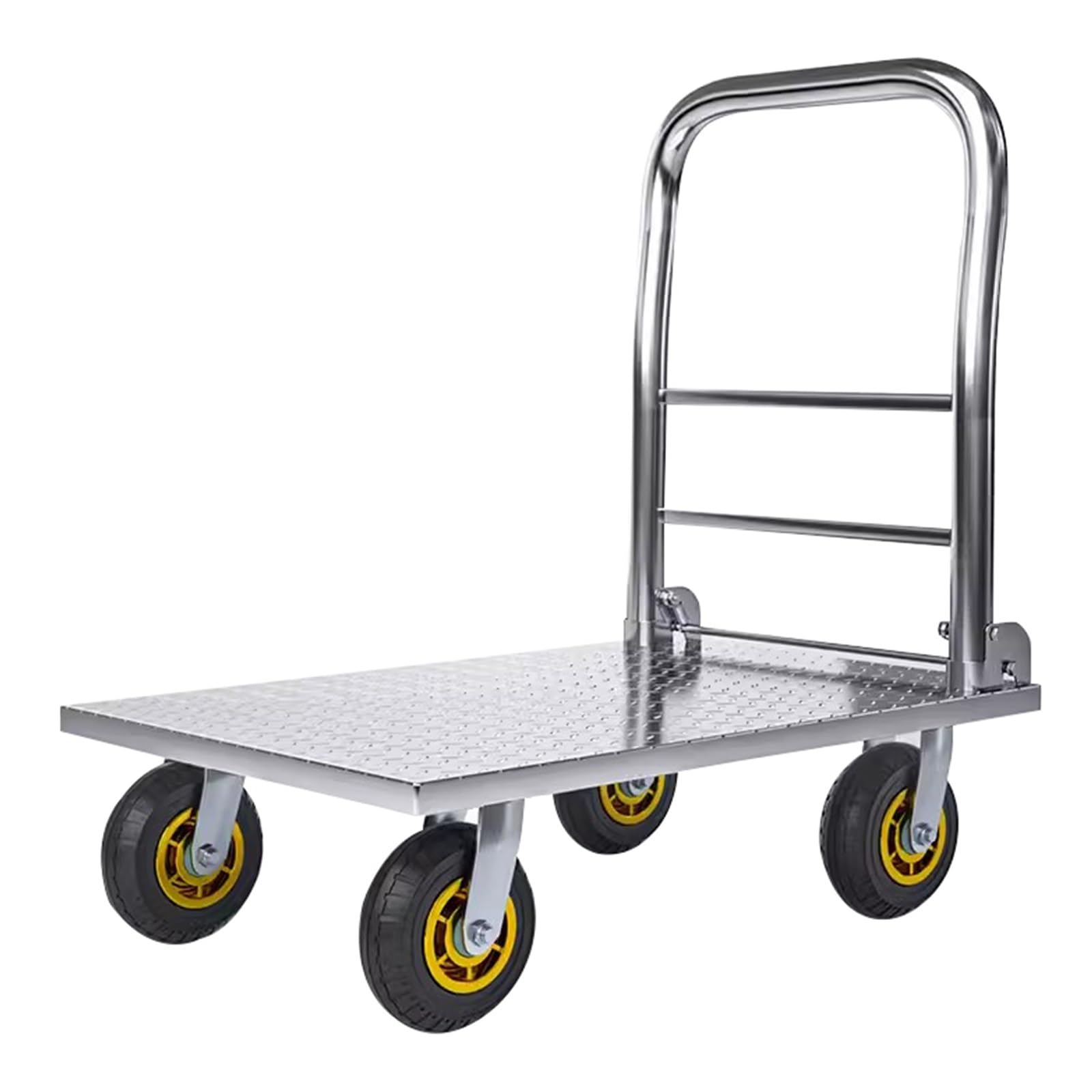 Carro De Acero, Flat Dolly Carro Con Ruedas Espesor De Chapa De Acero Camión Mudo Carro Plegable Camión De Mudanzas Remolque De Cuatro Ruedas(100x70x95cm)